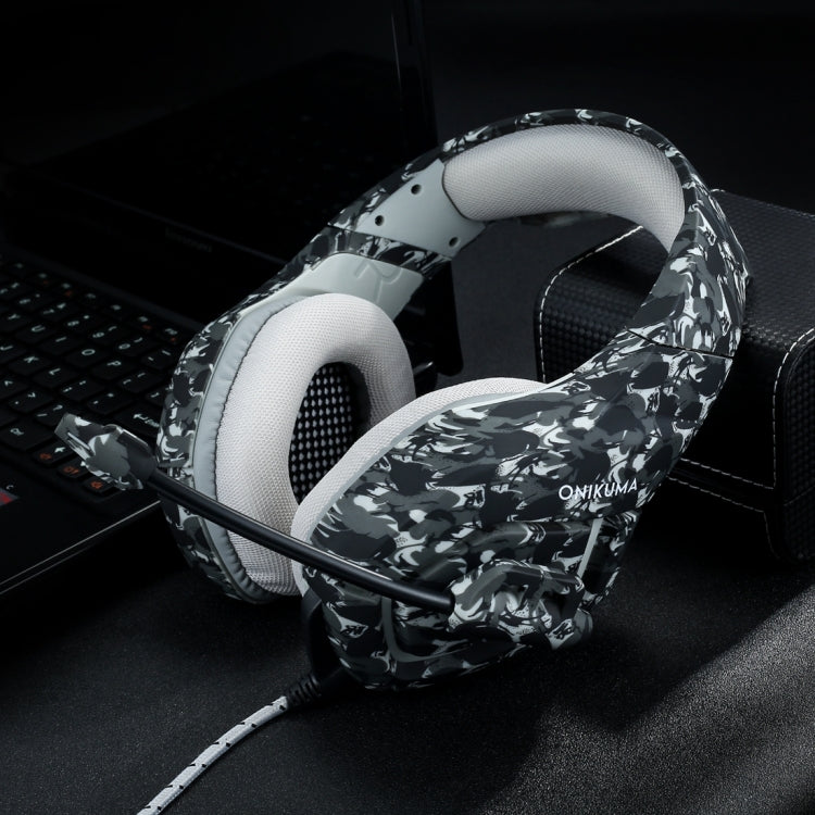 ONIKUMA K1-B Deep Bass Noise Canceling Camouflage Gaming Headphone with Microphone(Grey) - Multimedia Headset by ONIKUMA | Online Shopping South Africa | PMC Jewellery | Buy Now Pay Later Mobicred