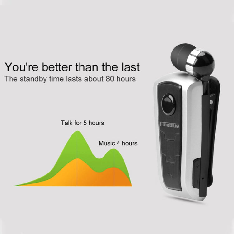 Fineblue F910 CSR4.1 Retractable Cable Caller Vibration Reminder Anti-theft Bluetooth Headset(White) - Bluetooth Earphone by Fineblue | Online Shopping South Africa | PMC TechLife | Buy Now Pay Later Mobicred