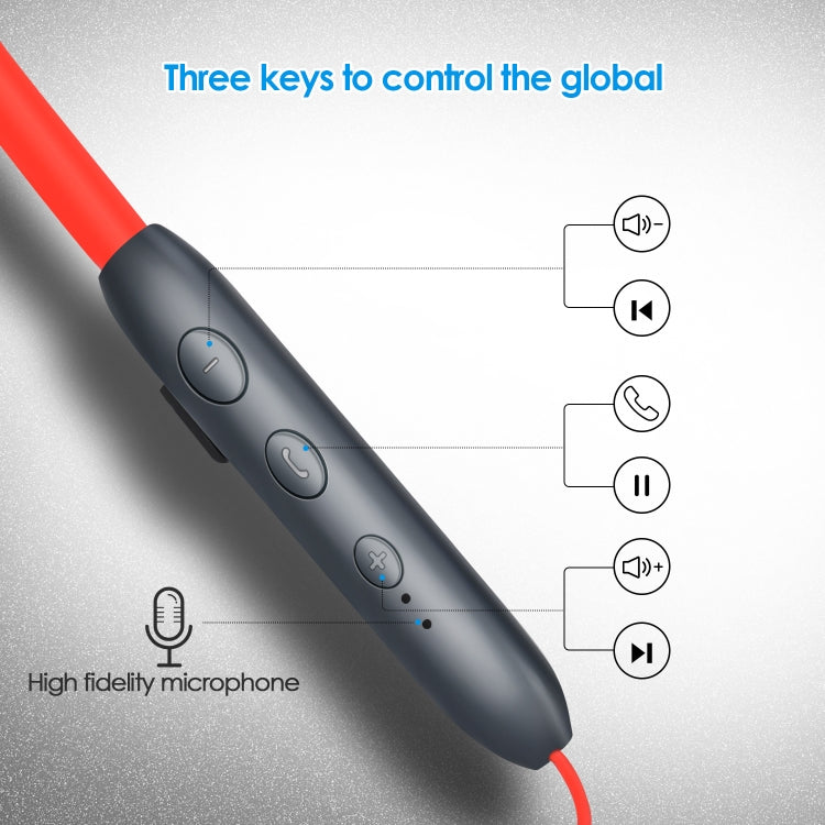 BH-I37 Bluetooth 5.0 Wire-controlled Bluetooth Earphone Built-in High-fidelity Microphone, Support Call (Red) - Bluetooth Earphone by PMC TechLife | Online Shopping South Africa | PMC TechLife