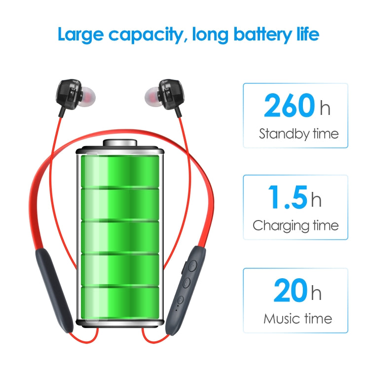 BH-I37 Bluetooth 5.0 Wire-controlled Bluetooth Earphone Built-in High-fidelity Microphone, Support Call (Red) - Bluetooth Earphone by PMC TechLife | Online Shopping South Africa | PMC TechLife