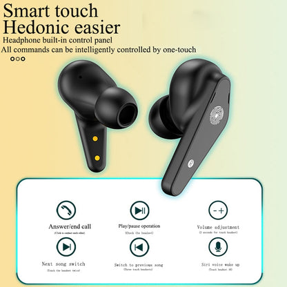 Air Plus Bluetooth 5.0 Mini Binaural Wireless Stereo Sports Bluetooth Earphone with Charging Box(Black) - Bluetooth Earphone by PMC Jewellery | Online Shopping South Africa | PMC Jewellery