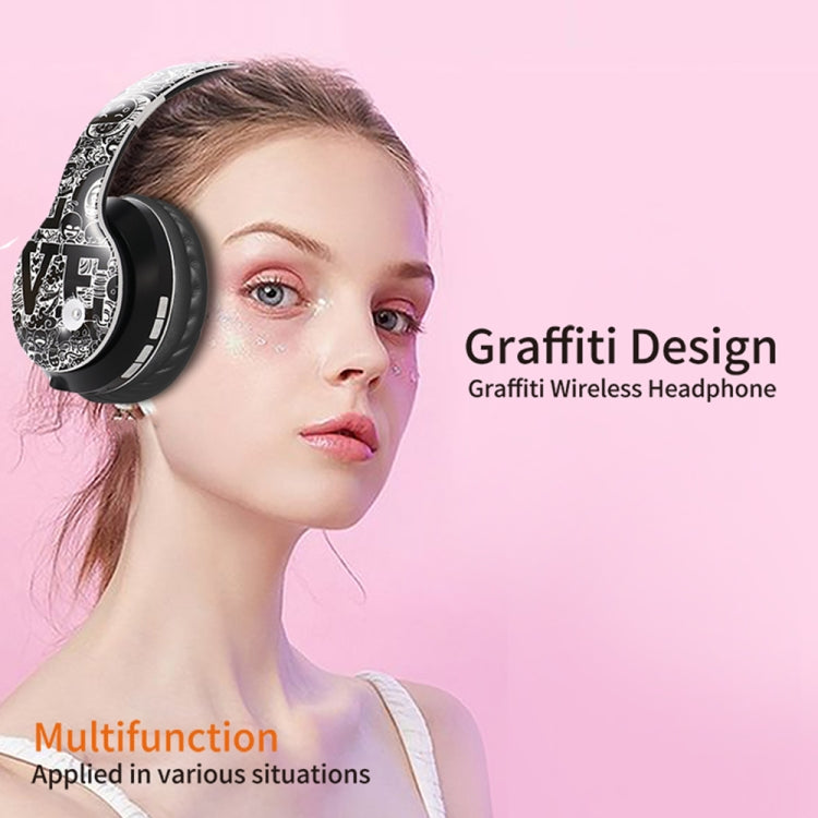 B1 Graffiti Pattern Wireless Bluetooth V5.0 Headset (Red) - Headset & Headphone by PMC TechLife | Online Shopping South Africa | PMC TechLife
