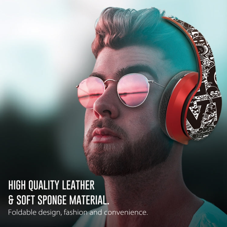 B1 Graffiti Pattern Wireless Bluetooth V5.0 Headset (Red) - Headset & Headphone by PMC TechLife | Online Shopping South Africa | PMC TechLife