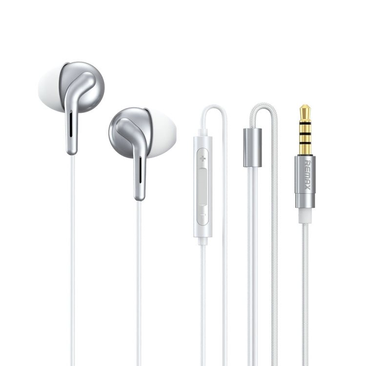 REMAX RM-595 3.5mm Gold Pin In-Ear Stereo Double-action Metal Music Earphone with Wire Control + MIC, Support Hands-free (White) - Normal Style Earphone by REMAX | Online Shopping South Africa | PMC Jewellery