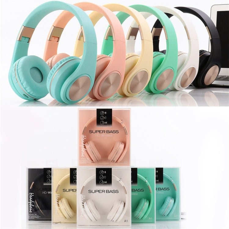 A1 Bluetooth 4.2 Candy Color Super Base Bluetooth Headphone, Support Music Play & Switching & Volume Control & Answer(White) - Headset & Headphone by PMC TechLife | Online Shopping South Africa | PMC TechLife