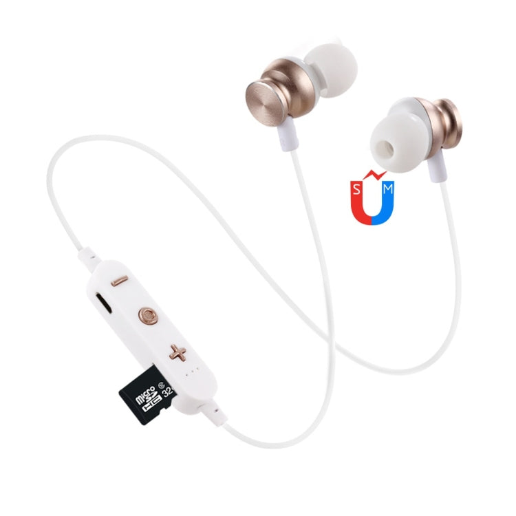F17 Bluetooth 4.2 Hanging Neck Design Bluetooth Headset, Support Music Play & Switching & Volume Control & Answer(Gold) - Neck-mounted Earphone by PMC TechLife | Online Shopping South Africa | PMC TechLife