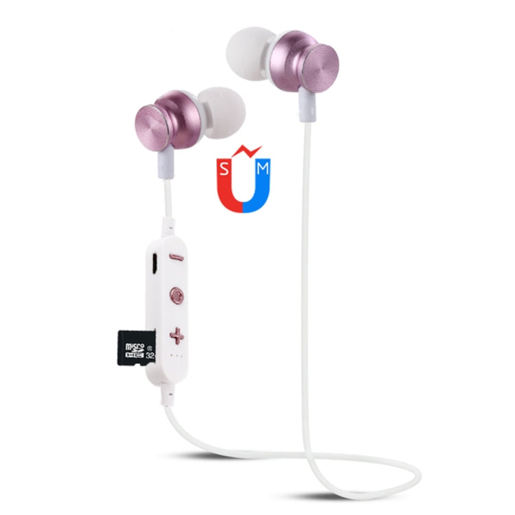 F17 Bluetooth 4.2 Hanging Neck Design Bluetooth Headset, Support Music Play & Switching & Volume Control & Answer(Rose Gold) - Neck-mounted Earphone by PMC TechLife | Online Shopping South Africa | PMC TechLife
