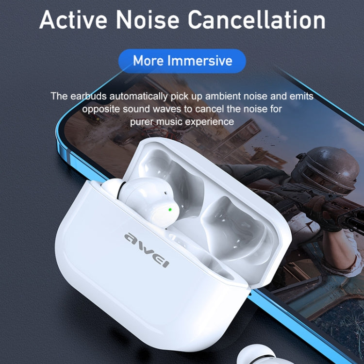 awei TA1 Bluetooth V5.0 Ture Wireless Sports ANC Noise Cancelling IPX4 Waterproof TWS Headset with Charging Case - TWS Earphone by awei | Online Shopping South Africa | PMC Jewellery | Buy Now Pay Later Mobicred