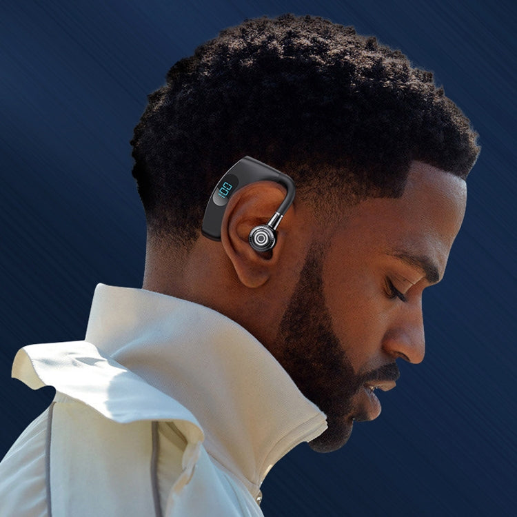 V12 Bluetooth 5.2 Business Hanging Ear Style Smart LED Digital Display Wireless Bluetooth Earphone with Charging Box (Red) - Bluetooth Earphone by PMC TechLife | Online Shopping South Africa | PMC TechLife