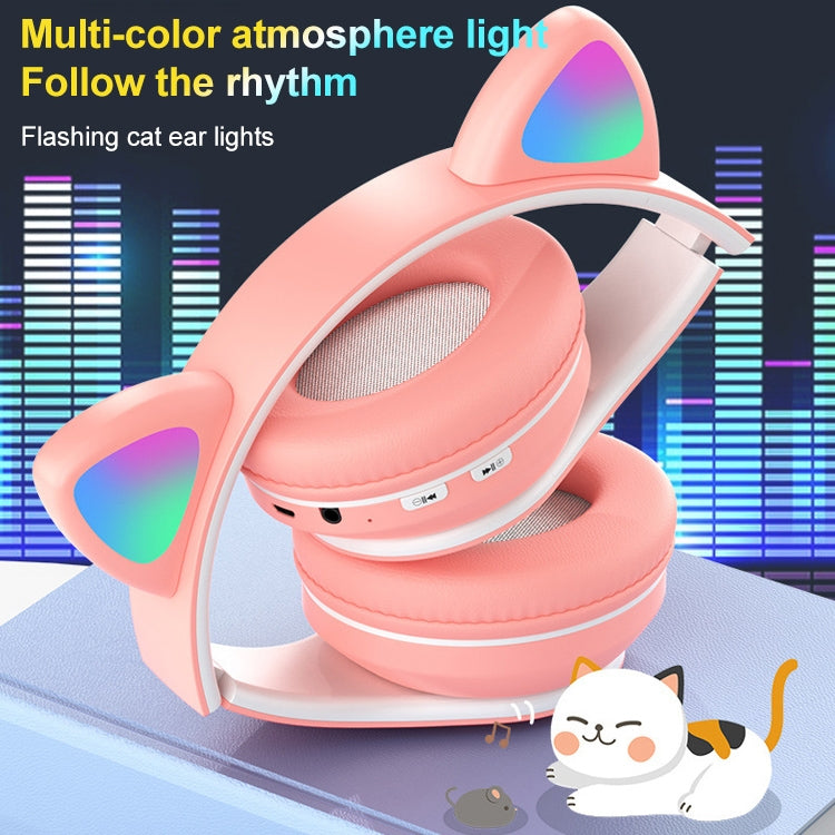 B39 Cat Ear Design LED Gradient Light Wireless Bluetooth Headset(White) - Multimedia Headset by PMC Jewellery | Online Shopping South Africa | PMC Jewellery