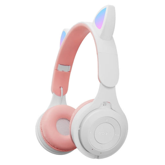 M6 Luminous Cat Ears Two-color Foldable Bluetooth Headset with 3.5mm Jack & TF Card Slot(White) - Headset & Headphone by PMC Jewellery | Online Shopping South Africa | PMC Jewellery