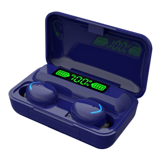 F9-5C Macaron Series LED Light + Digital Display Noise Reduction Bluetooth Earphone(Dark Blue) - Bluetooth Earphone by PMC Jewellery | Online Shopping South Africa | PMC Jewellery
