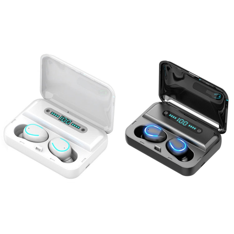 F9-5U Four-bar Breathing Light + Digital Display Noise Reduction Touch Bluetooth Earphone with Charging Box (White) - Bluetooth Earphone by PMC TechLife | Online Shopping South Africa | PMC TechLife