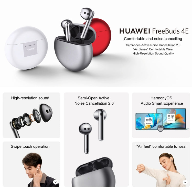 Original Huawei FreeBuds 4E Wireless Earphone T0008 Bluetooth Active Noise Reduction Earphone (Red) - TWS Earphone by Huawei | Online Shopping South Africa | PMC Jewellery