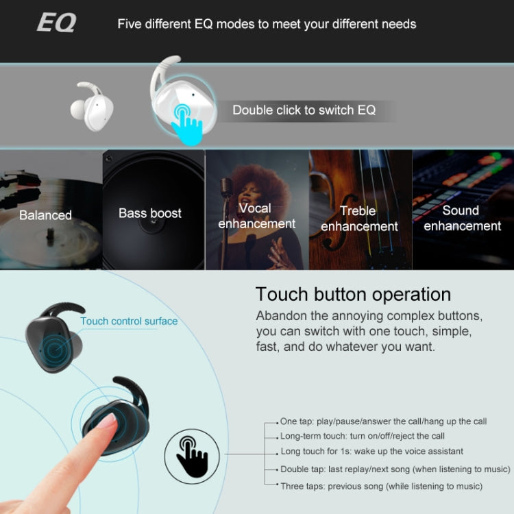 LE-703 Bluetooth 5.0 Waterproof True Wireless Sports Bluetooth Earphone (White) - TWS Earphone by PMC TechLife | Online Shopping South Africa | PMC TechLife