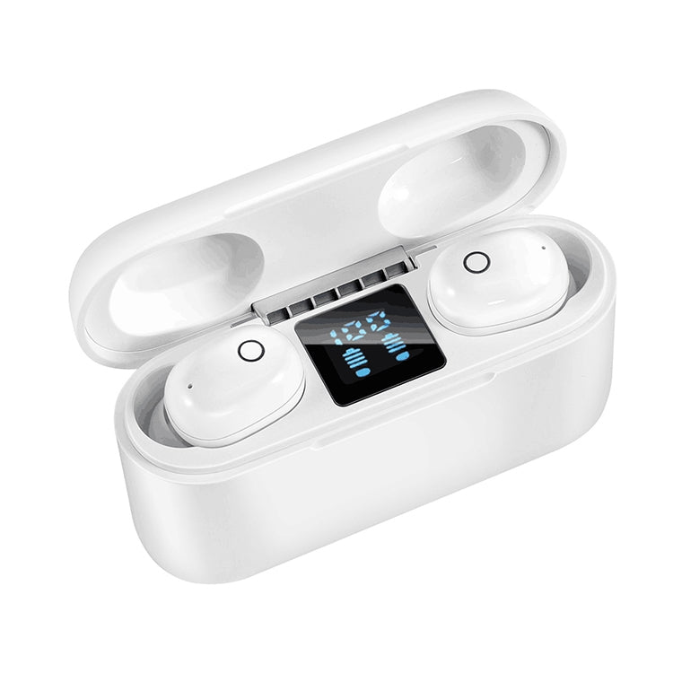 Dt-18 Wireless Two Ear Bluetooth Headset With 2000mAh Charging Cabin & Touch & Intelligent Magnetic Suction Charging (White) - Bluetooth Earphone by PMC TechLife | Online Shopping South Africa | PMC TechLife