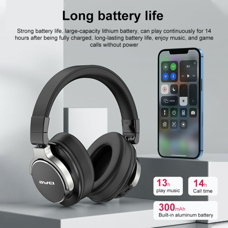 awei A710BL Foldable ANC Noise Cancelling Bluetooth Wireless Headset (Grey) - Headset & Headphone by awei | Online Shopping South Africa | PMC Jewellery