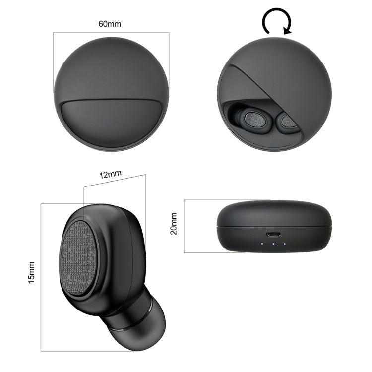 YH-03 TWS V5.0 Wireless Stereo Bluetooth Headset with Charging Case, Support Voice Assistant(Black) - TWS Earphone by PMC TechLife | Online Shopping South Africa | PMC TechLife