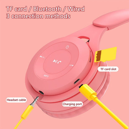 Y08 Hifi Sound Quality Macaron Bluetooth Headset, Supports Calling & TF Card & 3.5mm AUX (Pink) - Headset & Headphone by PMC Jewellery | Online Shopping South Africa | PMC Jewellery