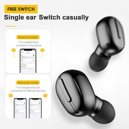 L13 IPX6 Waterproof Bluetooth 5.0 Wireless Stereo Bluetooth Earphone with Magnetic Charging Box, Supports Binaural Call & Voice Assistant (Black) - Bluetooth Earphone by PMC Jewellery | Online Shopping South Africa | PMC Jewellery