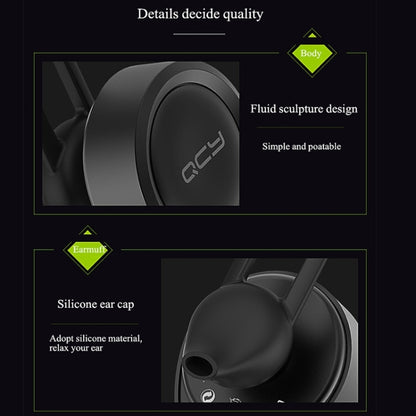 QCY J11 Universal Driving Wireless Bluetooth 4.1 Earphone with Mic for Smart Phones or Other Bluetooth Devices, Effective Bluetooth Distance: 10M(Black) - Bluetooth Earphone by QCY | Online Shopping South Africa | PMC Jewellery | Buy Now Pay Later Mobicred