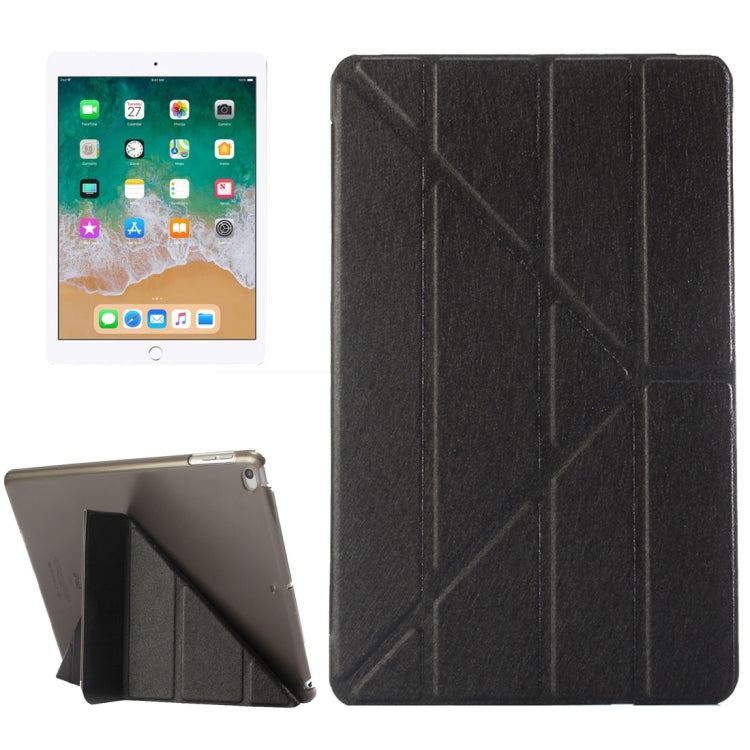 For iPad 9.7 (2018) & iPad 9.7 (2017) & iPad Air Silk Texture Horizontal Deformation Flip Leather Case with Three-folding Holder(Black) - iPad 9.7 (2018) & (2017) Cases by PMC TechLife | Online Shopping South Africa | PMC TechLife | Buy Now Pay Later Mobicred