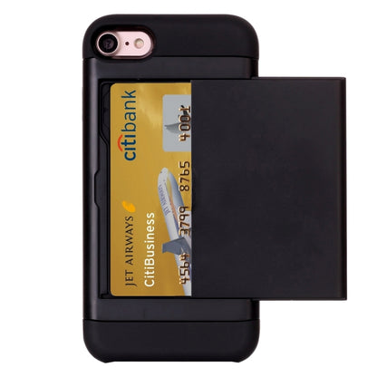 For  iPhone 8 & 7  Slide Style TPU + PC Combination Case with Card Slot(Black) - More iPhone Cases by PMC Jewellery | Online Shopping South Africa | PMC Jewellery