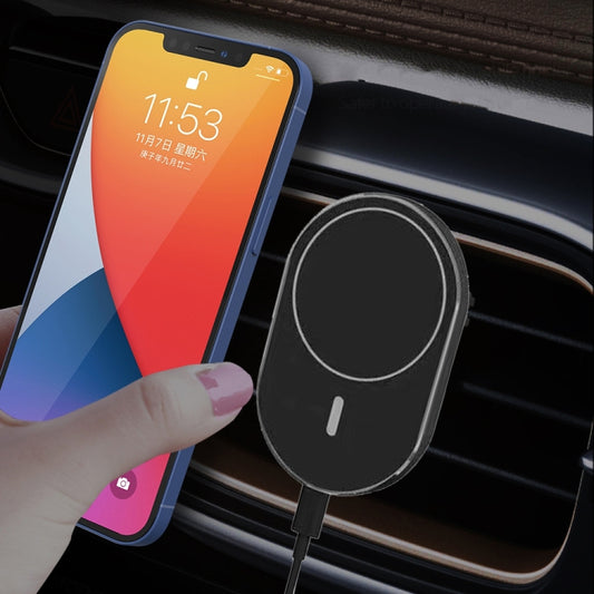 X19 Magsafe Car Air Outlet Vent Mount Clamp Holder 15W Fast Charging Qi Magnetic Wireless Charger(Black) - Wireless Charger Holders by PMC Jewellery | Online Shopping South Africa | PMC Jewellery