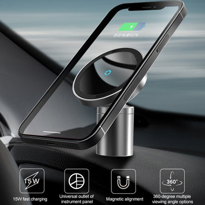 12PRO 15W Aluminum Alloy MagSafe Magnetic Car Wireless Charger Mobile Phone Holder (Silver) - Wireless Charger Holders by PMC Jewellery | Online Shopping South Africa | PMC Jewellery