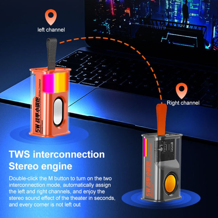 5W Portable Bullet TWS Wireless Bluetooth Speaker (Orange) - Mini Speaker by PMC Jewellery | Online Shopping South Africa | PMC Jewellery