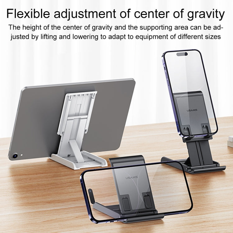 USAMS US-ZJ073 Retractable Folding Desktop Tablet Phone Holder (White) - Desktop Holder by USAMS | Online Shopping South Africa | PMC TechLife
