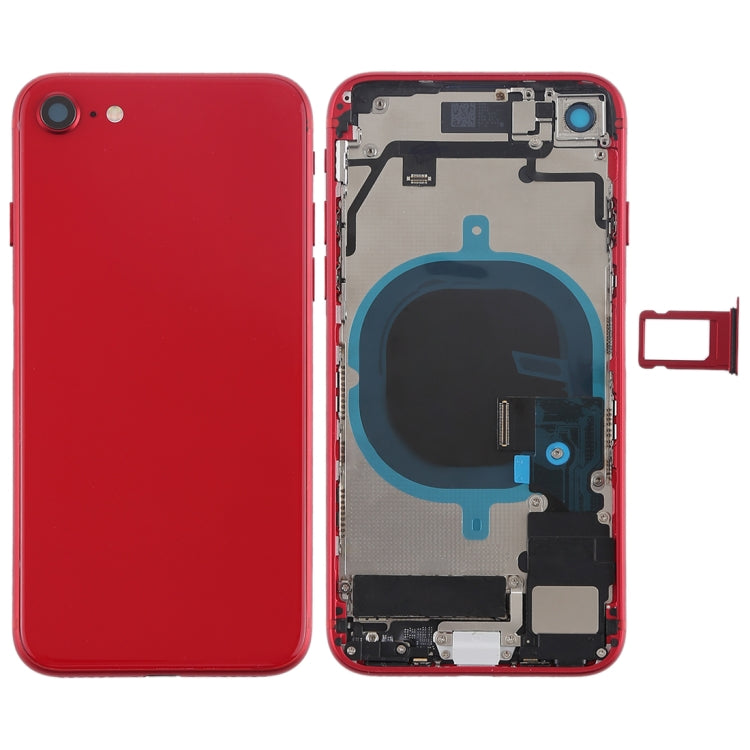 Battery Back Cover Assembly with Side Keys & Vibrator & Speaker Ringer Buzzer & Power Button + Volume Button Flex Cable & Card Tray for iPhone 8(Red) - Back Cover by PMC TechLife | Online Shopping South Africa | PMC TechLife