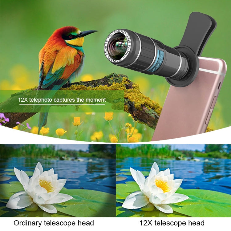 Universal Mobile Phone 12X Zoom Optical Zoom Telescope Lens with Clip - Telescope & Microscope by PMC Jewellery | Online Shopping South Africa | PMC Jewellery