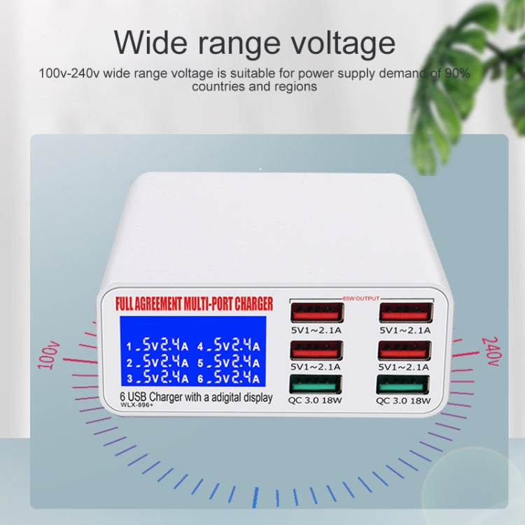 WLX-896+ 6 In 1 Multi-function Smart Digital Display USB Charger(UK Plug) - Multifunction Charger by PMC TechLife | Online Shopping South Africa | PMC TechLife