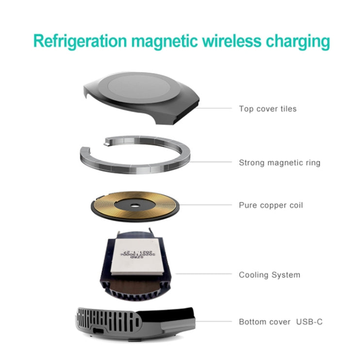 ETG755 15W Refrigeration Magnetic Wireless Charger(Grey) - Wireless Charger by PMC Jewellery | Online Shopping South Africa | PMC Jewellery