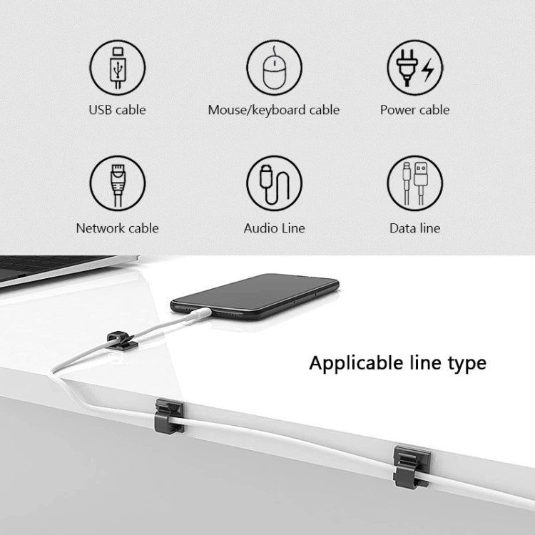 HG2392 100 PCS Desktop Data Cable Organizer Fixing Clip, Gum Type: Green and White(Black) - Cable Organizer by PMC Jewellery | Online Shopping South Africa | PMC Jewellery