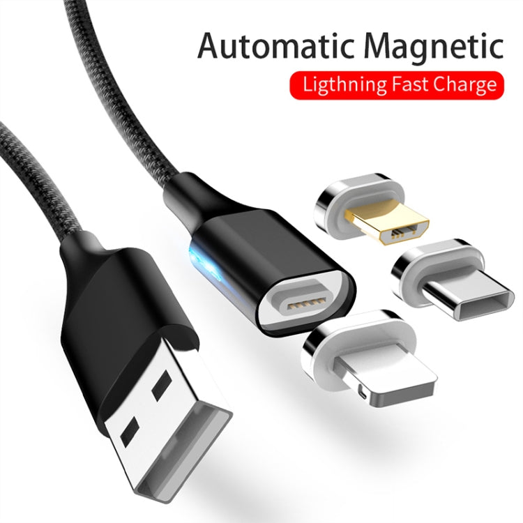 M11 3 in 1 5A USB to 8 Pin + Micro USB + USB-C / Type-C Nylon Braided Magnetic Data Cable, Cable Length: 1m (Black) - Charging Cable & Head by PMC TechLife | Online Shopping South Africa | PMC TechLife