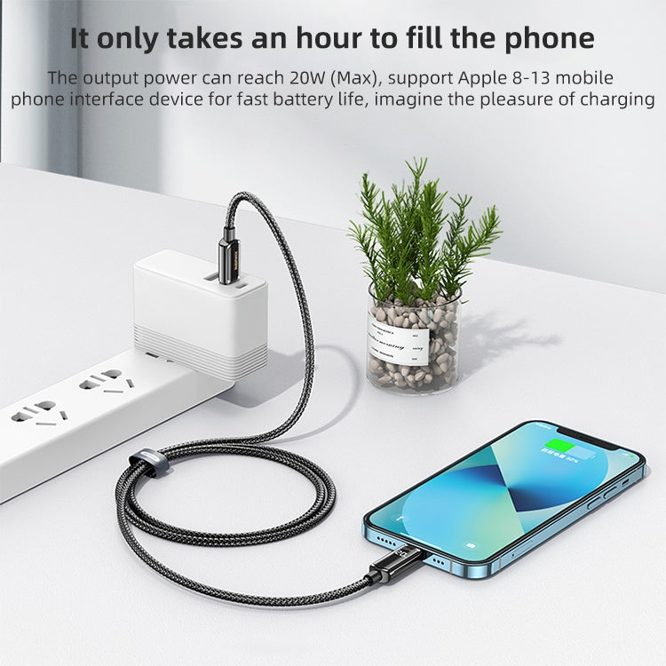 REMAX RC-128i 20W Type-C / USB-C to 8 Pin Intelligent Digital Display Zinc Alloy Braided Charging Data Cable, Length: 1.2m(Tarnish) - Normal Style Cable by REMAX | Online Shopping South Africa | PMC Jewellery