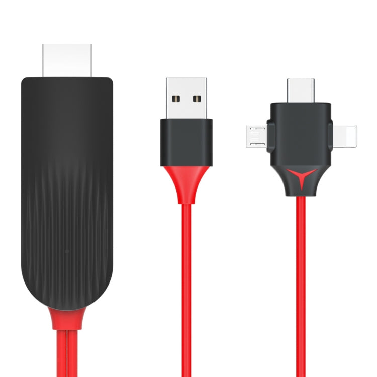 MiraScreen L7-8 3 in 1 8 Pin + Micro USB + USB-C / Type-C to HDMI Video Converter Cable, Cable Length: 2m - Video & Audio Cable by PMC TechLife | Online Shopping South Africa | PMC TechLife