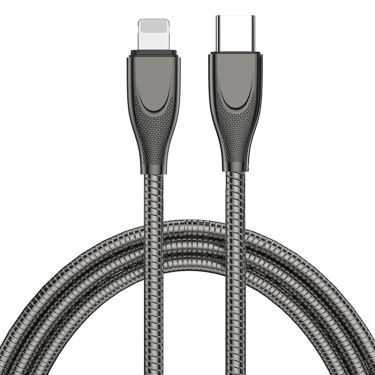 ADC-009 USB-C / Type-C to 8 Pin Zinc Alloy Hose Fast Charging Data Cable, Cable Length: 1m (Gun Metal) - 2 in 1 Cable by PMC Jewellery | Online Shopping South Africa | PMC Jewellery