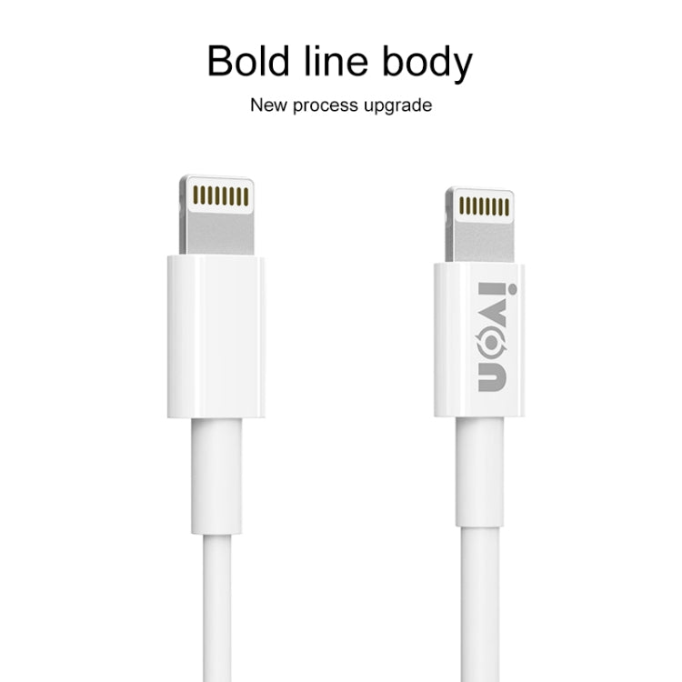 IVON CA70 8 Pin Fast Charging Data Cable, Length: 3m (White) - Normal Style Cable by IVON | Online Shopping South Africa | PMC TechLife