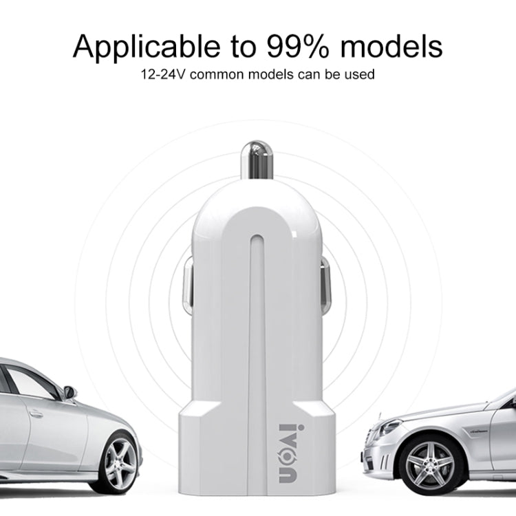 IVON CC13 QC 3.0 Fast Charging Car Charger Set with 8 Pin Charging Cable (White) - Car Charger by IVON | Online Shopping South Africa | PMC Jewellery