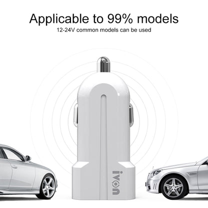 IVON CC13 QC 3.0 Fast Charging Car Charger Set with 8 Pin Charging Cable (White) - Car Charger by IVON | Online Shopping South Africa | PMC Jewellery | Buy Now Pay Later Mobicred