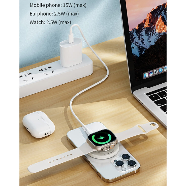 ROCK W51 15W Magnetic Ring Holder 3 in 1 Wireless Charger (White) - Wireless Charger by ROCK | Online Shopping South Africa | PMC Jewellery | Buy Now Pay Later Mobicred