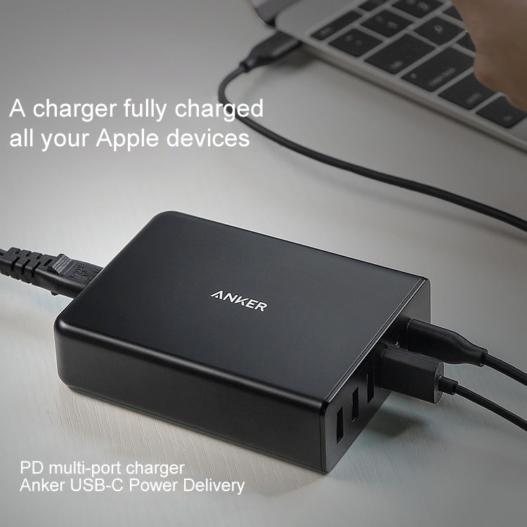 ANKER 2.4A USB-C / Type-C Power Delivery PD + 4 Ports Wall Changer for Mobile Phones / Tables / Macbooks, US Plug(Black) - Multifunction Charger by ANKER | Online Shopping South Africa | PMC Jewellery | Buy Now Pay Later Mobicred