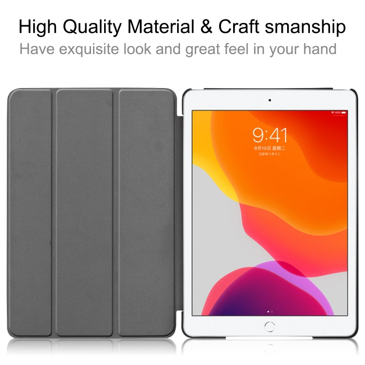 For iPad 10.2 Custer Texture Horizontal Flip Smart PU Leather Case with Sleep / Wake-up Function & Three-folding Holder (Red) - iPad 10.2 Cases by PMC TechLife | Online Shopping South Africa | PMC TechLife