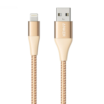 ANKER A8452 Powerline+ II USB to 8 Pin Apple MFI Certificated Nylon Pullable Carts Charging Data Cable, Length: 0.9m(Gold) - MFI Cable by ANKER | Online Shopping South Africa | PMC Jewellery