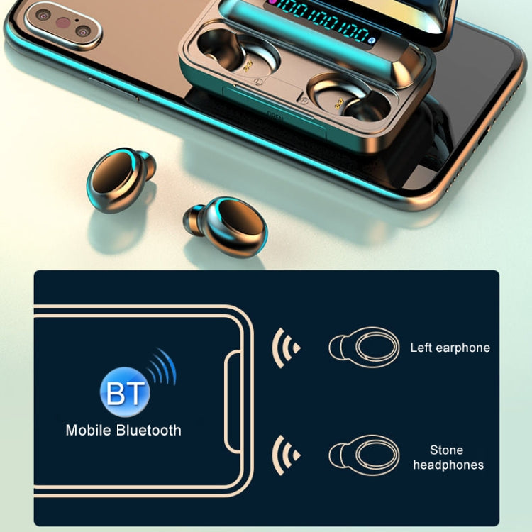 F9-5C Four-bar Breathing Light + Digital Display Noise Reduction Bluetooth Earphone with Hand Strap(White) - Bluetooth Earphone by PMC TechLife | Online Shopping South Africa | PMC TechLife