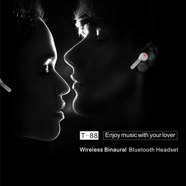 T-88 TWS Bluetooth V5.0 Wireless Stereo Earphones with Magnetic Charging Box(White) - TWS Earphone by PMC TechLife | Online Shopping South Africa | PMC TechLife