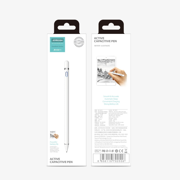 JOYROOM JR-K811 Excellent Series Micro USB Rechargeable Active Capacitive Stylus Pen with Magnetic Cap, Compatible with Android & IOS(Black) - free shipping - PMC TechLife - Order now!